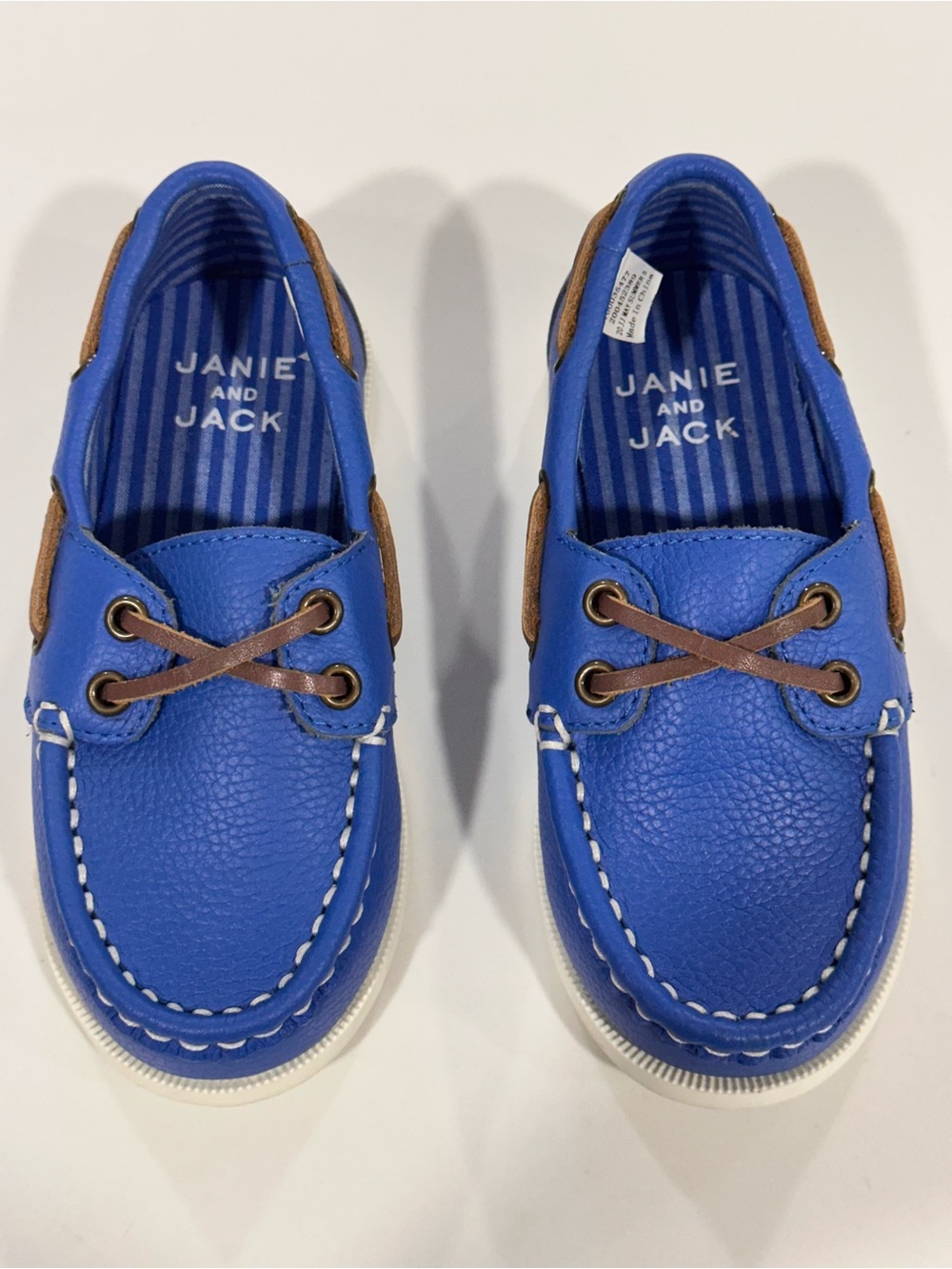 Janie and Jack Royal Blue & Brown Kids Boat Shoes